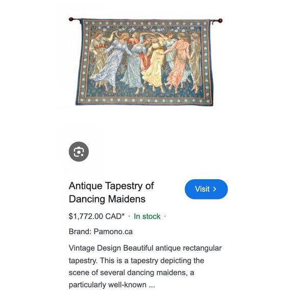 Vintage Antique 1800s Dancing Maidens Design Jacquard Woven Tapestry Wall Art - Picture 8 of 9